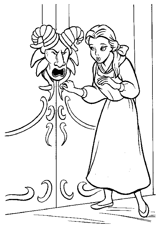 coloriage la belle et la bete la porte belier